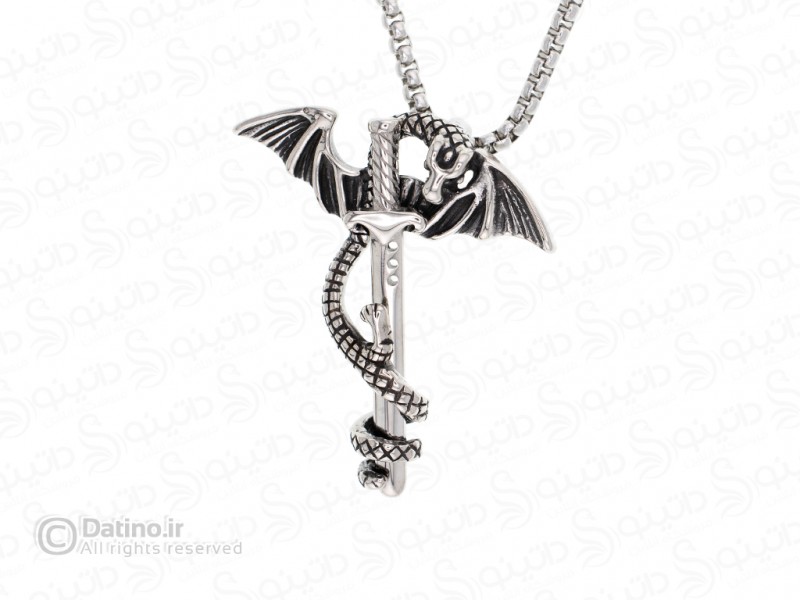 عکس گردنبند مردانه اژدهای نگهبان شمشیر افسانه ای 10135-pen - انواع مدل گردنبند مردانه اژدهای نگهبان شمشیر افسانه ای 10135-pen
