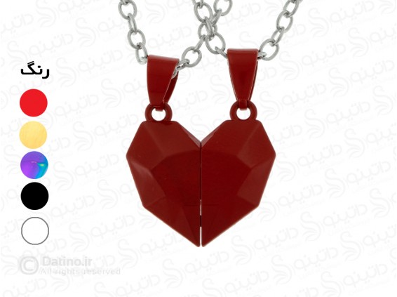 عکس گردنبند جفت مگنتی طرح قلب سه بعدی 12271 - انواع مدل گردنبند جفت مگنتی طرح قلب سه بعدی 12271