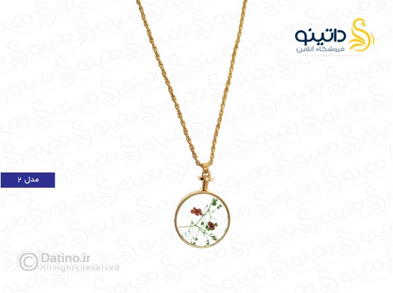 عکس گردنبند زنانه طرح دایره شیشه ای گل استار 12926 - انواع مدل گردنبند زنانه طرح دایره شیشه ای گل استار 12926