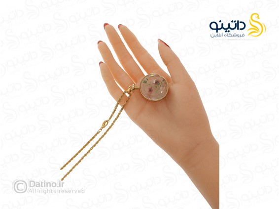 عکس گردنبند زنانه طرح دایره شیشه ای گل استار 12926 - انواع مدل گردنبند زنانه طرح دایره شیشه ای گل استار 12926