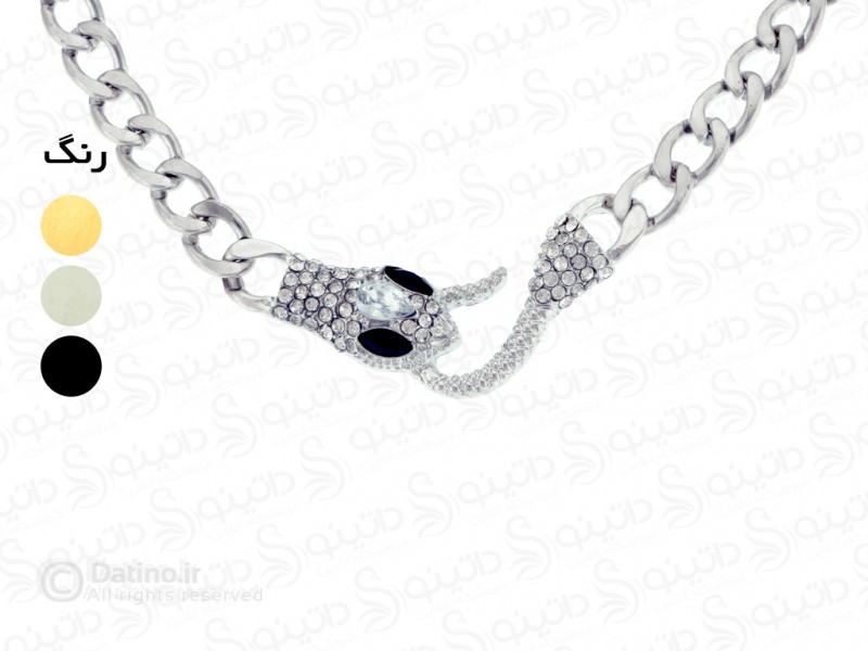 عکس گردنبند مردانه و زنانه طوقی طرح مار افعی نگین دار 15100 - انواع مدل گردنبند مردانه و زنانه طوقی طرح مار افعی نگین دار 15100