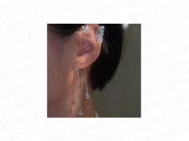 گوشواره تک زنانه طرح پروانه نگین آویز 15383