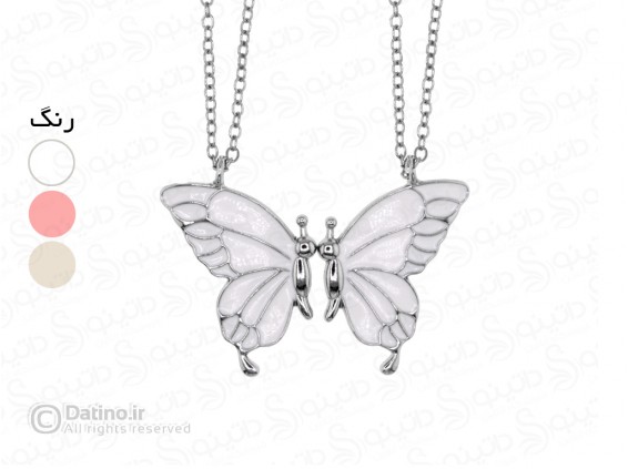 عکس گردنبند زنانه جفت دوستی طرح پروانه 15922 - انواع مدل گردنبند زنانه جفت دوستی طرح پروانه 15922