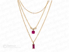 گردنبند زنانه سه لاین طرح نگین رنگی لوکس 16282