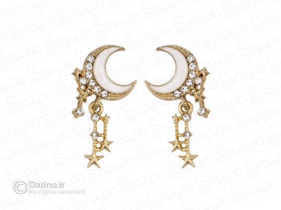 عکس گوشواره زنانه طرح ماه و ستاره شب 18475 - انواع مدل گوشواره زنانه طرح ماه و ستاره شب 18475