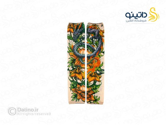 عکس ساق دست طرح تاتو مدل اژدها و گل 18501 - انواع مدل ساق دست طرح تاتو مدل اژدها و گل 18501