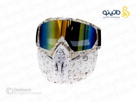 عینک موتورسواری طرح سفید بارانی دو لنز 18556