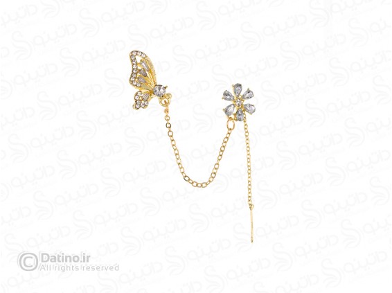 عکس گوشواره تک زنانه طرح گل و پروانه زنجیر آویز 18593 - انواع مدل گوشواره تک زنانه طرح گل و پروانه زنجیر آویز 18593