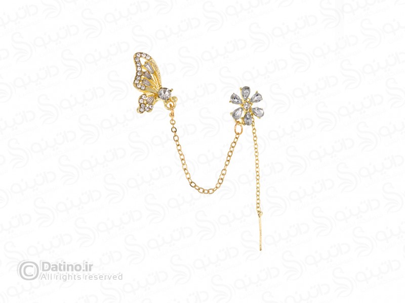 عکس گوشواره تک زنانه طرح گل و پروانه زنجیر آویز 18593 - انواع مدل گوشواره تک زنانه طرح گل و پروانه زنجیر آویز 18593