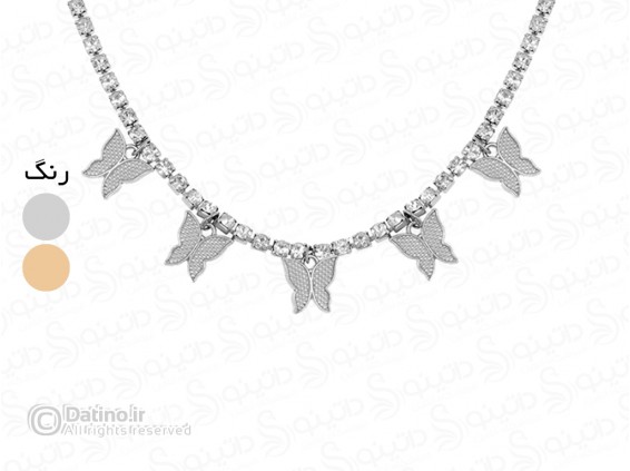 عکس گردنبند زنانه طرح پروانه زنجیر نگین دار لوکس 18705 - انواع مدل گردنبند زنانه طرح پروانه زنجیر نگین دار لوکس 18705