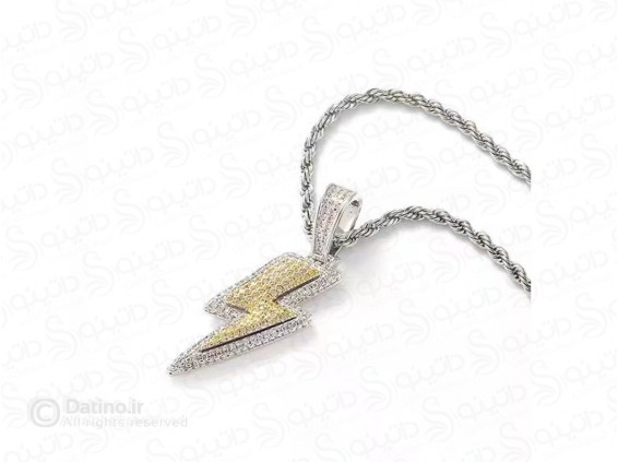 عکس گردنبند مردانه هیپ هاپ تمام نگین طرح صاعقه 19251 - انواع مدل گردنبند مردانه هیپ هاپ تمام نگین طرح صاعقه 19251