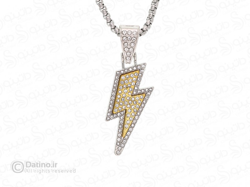 عکس گردنبند مردانه هیپ هاپ تمام نگین طرح صاعقه 19251 - انواع مدل گردنبند مردانه هیپ هاپ تمام نگین طرح صاعقه 19251