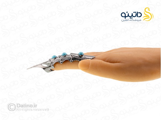 عکس انگشتر مفصلی طرح نگین فیروزه 19860 - انواع مدل انگشتر مفصلی طرح نگین فیروزه 19860