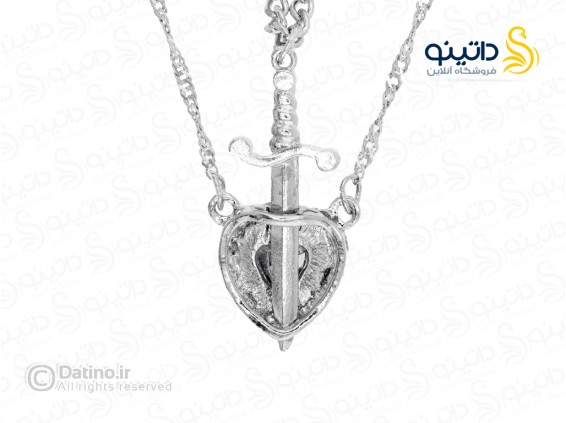 عکس گردنبند جفت دوستی مدل قلب و شمشیر یاقوتی 19868 - انواع مدل گردنبند جفت دوستی مدل قلب و شمشیر یاقوتی 19868