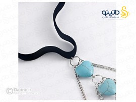 زنجیر ران زنانه طرح نگین فیروزه مدل قلب سه تایی 20156