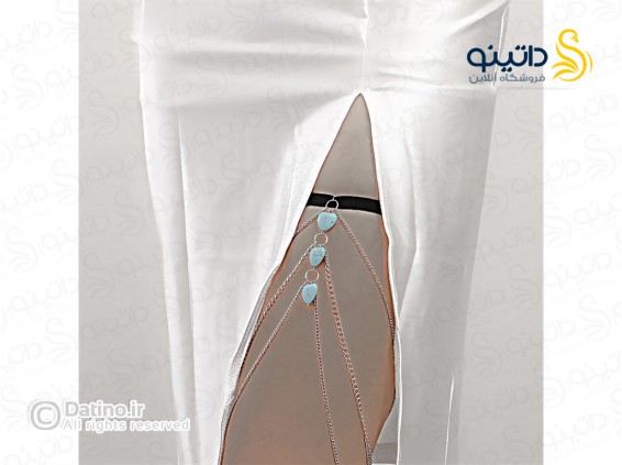 عکس زنجیر ران زنانه طرح نگین فیروزه مدل قلب سه تایی 20156 - انواع مدل زنجیر ران زنانه طرح نگین فیروزه مدل قلب سه تایی 20156