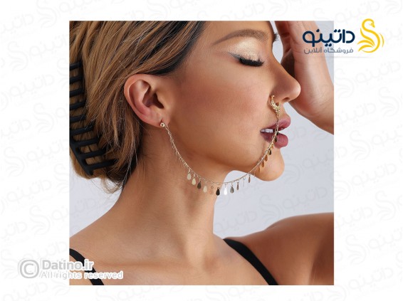 عکس پیرسینگ بینی زنجیردار طرح قطره آب نگین دار 20166 - انواع مدل پیرسینگ بینی زنجیردار طرح قطره آب نگین دار 20166
