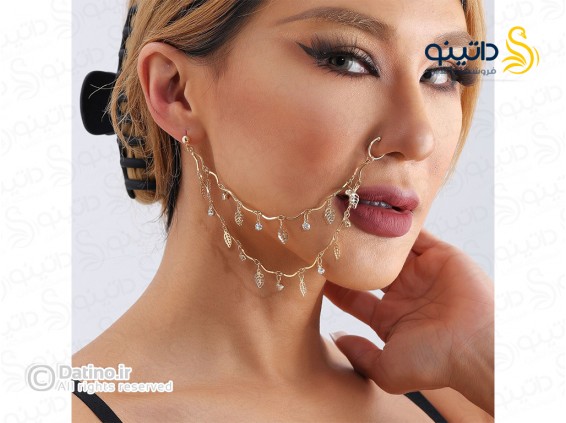 عکس پیرسینگ بینی زنجیر دار دولایه طرح برگ 20168 - انواع مدل پیرسینگ بینی زنجیر دار دولایه طرح برگ 20168