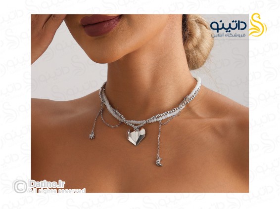 عکس گردنبند زنانه طرح قلب آویز ماه و خورشید 20173 - انواع مدل گردنبند زنانه طرح قلب آویز ماه و خورشید 20173