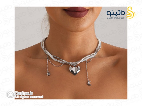 عکس گردنبند زنانه طرح قلب آویز ماه و خورشید 20173 - انواع مدل گردنبند زنانه طرح قلب آویز ماه و خورشید 20173