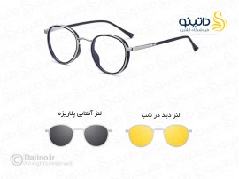 فریم عینک اسپرت طبی مگنتی آفتابی پلاریزه تاشو بسته 2 لنز طرح بیضی 20180