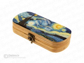 جعبه چوبی رزین مستطیلی زرکوب طرح شب پرستاره ونگوک 20328