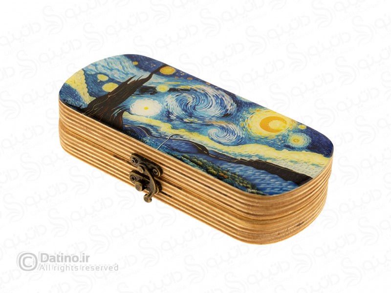 عکس جعبه چوبی رزین مستطیلی زرکوب طرح شب پرستاره ونگوک 20328 - انواع مدل جعبه چوبی رزین مستطیلی زرکوب طرح شب پرستاره ونگوک 20328