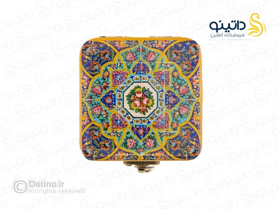 عکس جعبه چوبی رزین مربعی طرح کاشی کاری اسلیمی 20334 - انواع مدل جعبه چوبی رزین مربعی طرح کاشی کاری اسلیمی 20334