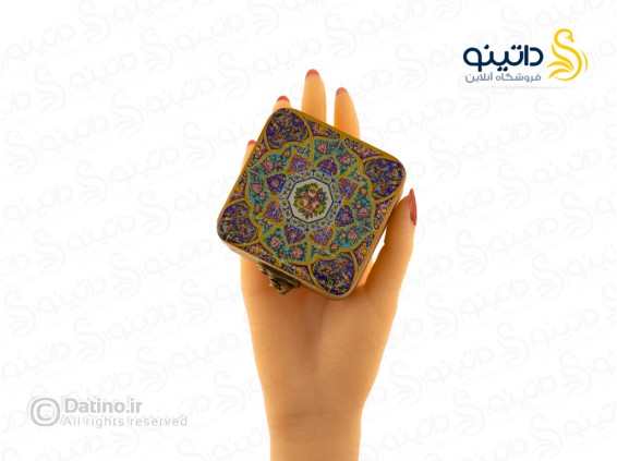 عکس جعبه چوبی رزین مربعی طرح کاشی کاری اسلیمی 20334 - انواع مدل جعبه چوبی رزین مربعی طرح کاشی کاری اسلیمی 20334
