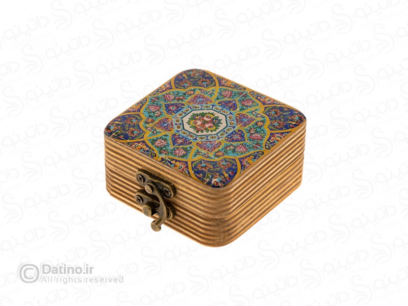 عکس جعبه چوبی رزین مربعی طرح کاشی کاری اسلیمی 20334 - انواع مدل جعبه چوبی رزین مربعی طرح کاشی کاری اسلیمی 20334