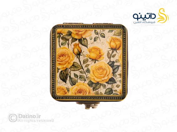 عکس جعبه چوبی رزین مربعی طرح گل رز زرکوب 20336 - انواع مدل جعبه چوبی رزین مربعی طرح گل رز زرکوب 20336