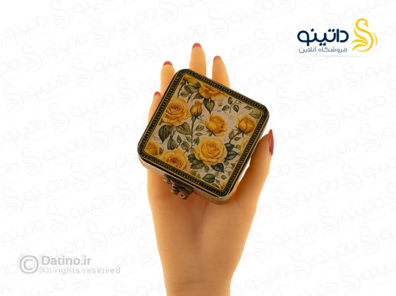 عکس جعبه چوبی رزین مربعی طرح گل رز زرکوب 20336 - انواع مدل جعبه چوبی رزین مربعی طرح گل رز زرکوب 20336