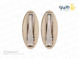 گیره مو زنانه چوب و رزین طرح گل رز نارنجی زرکوب سایز کوچک مجموعه 2 عددی 20355