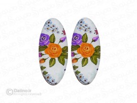 گیره مو زنانه چوب و رزین طرح گل رز نارنجی زرکوب سایز کوچک مجموعه 2 عددی 20355