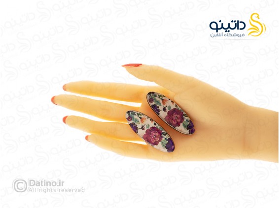عکس گیره مو زنانه چوب و رزین طرح رز بنفش زرکوب بیضی سایز متوسط 20356 - انواع مدل گیره مو زنانه چوب و رزین طرح رز بنفش زرکوب بیضی سایز متوسط 20356