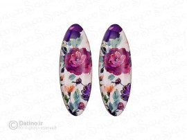 گیره مو زنانه چوب و رزین طرح رز بنفش زرکوب بیضی سایز متوسط 20356