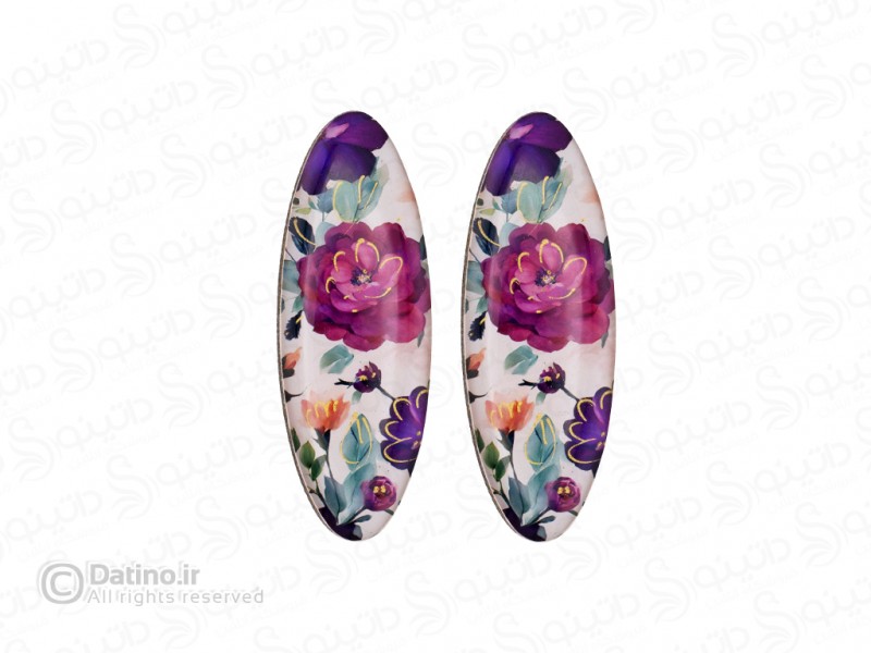 عکس گیره مو زنانه چوب و رزین طرح رز بنفش زرکوب بیضی سایز متوسط 20356 - انواع مدل گیره مو زنانه چوب و رزین طرح رز بنفش زرکوب بیضی سایز متوسط 20356