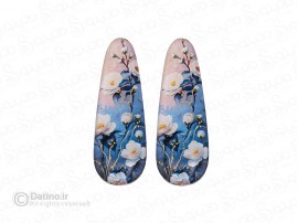 گیره مو زنانه چوب و رزین طرح رز سفید زرکوب سایز متوسط 20357