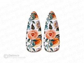 گیره مو زنانه چوب و رزین طرح رز نارنجی زرکوب سایز بزرگ 20358