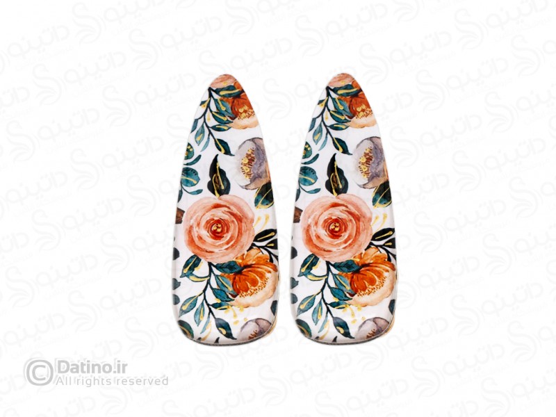 عکس گیره مو زنانه چوب و رزین طرح رز نارنجی زرکوب سایز بزرگ 20358 - انواع مدل گیره مو زنانه چوب و رزین طرح رز نارنجی زرکوب سایز بزرگ 20358