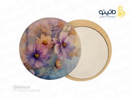 آینه جیبی رزین مدل دو رو طرح گل 20366