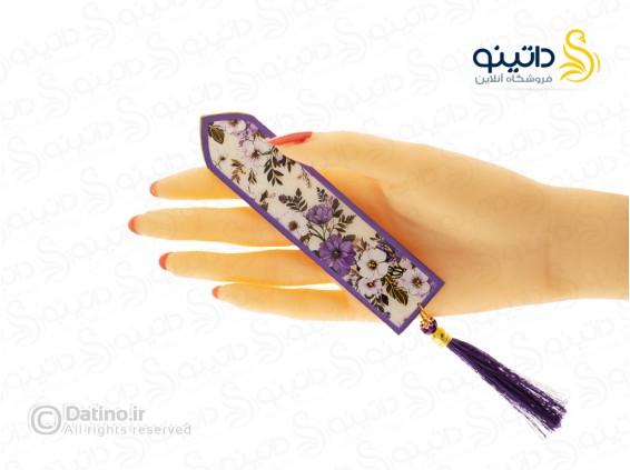 عکس بوکمارک چوبی رزین طرح گل بنفش 20368 - انواع مدل بوکمارک چوبی رزین طرح گل بنفش 20368