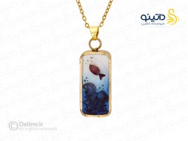 گردنبند زنانه رزین مدل مربعی طرح ماهی 20370
