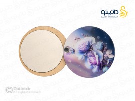 آینه جیبی رزین مدل دو رو طرح رز و پروانه طرح زرکوب 20600