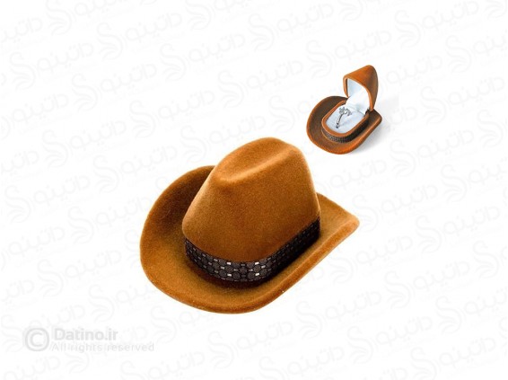 عکس جعبه انگشتر طرح کلاه کابوی مخملی 21003 - انواع مدل جعبه انگشتر طرح کلاه کابوی مخملی 21003