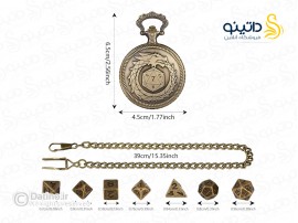 گردنبند جیبی ست تاس فلزی بازی رومیزی طرح اژدهای برنزی 21017