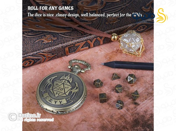 عکس گردنبند جیبی ست تاس فلزی طرح اژدهای برنزی 21017 - انواع مدل گردنبند جیبی ست تاس فلزی طرح اژدهای برنزی 21017