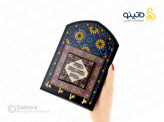 عکس جاکلیدی دیواری چوب و رزین مدل چهار قل طرح شیشه گری رنگی 21121 - انواع مدل جاکلیدی دیواری چوب و رزین مدل چهار قل طرح شیشه گری رنگی 21121