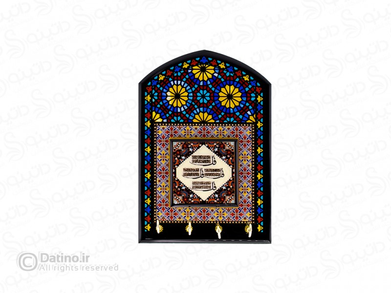 عکس جاکلیدی دیواری چوب و رزین مدل چهار قل طرح شیشه گری رنگی 21121 - انواع مدل جاکلیدی دیواری چوب و رزین مدل چهار قل طرح شیشه گری رنگی 21121