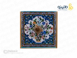 قندان چوب و رزین طرح کاشی بوته گل رنگارنگ 21124